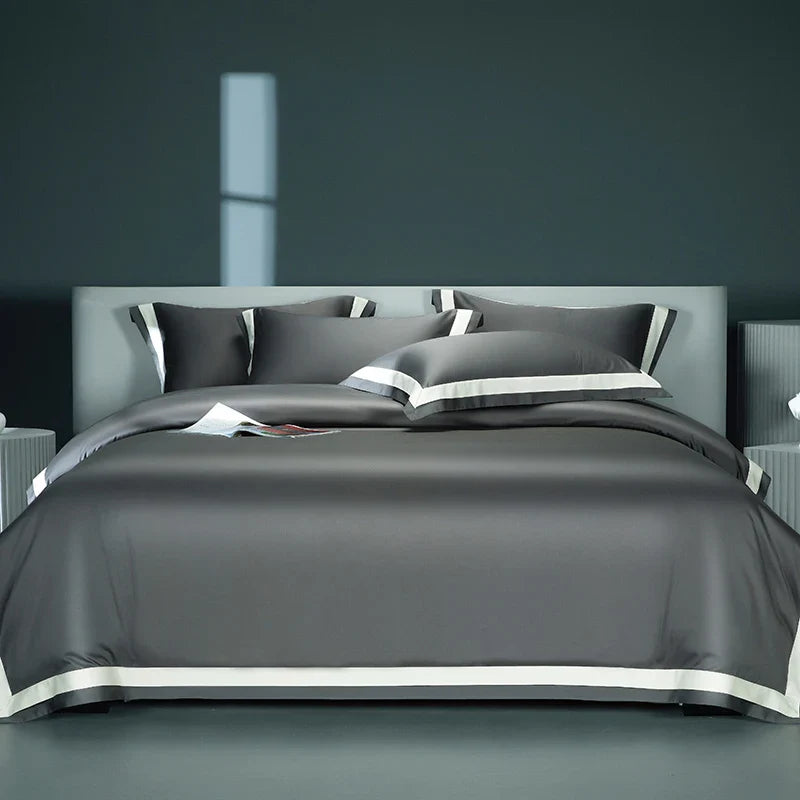 Afralia™ Satin Silky Hotel Style Bedding Set, Monochromatic 1400TC Duvet Cover with Sheets & Pillowcases