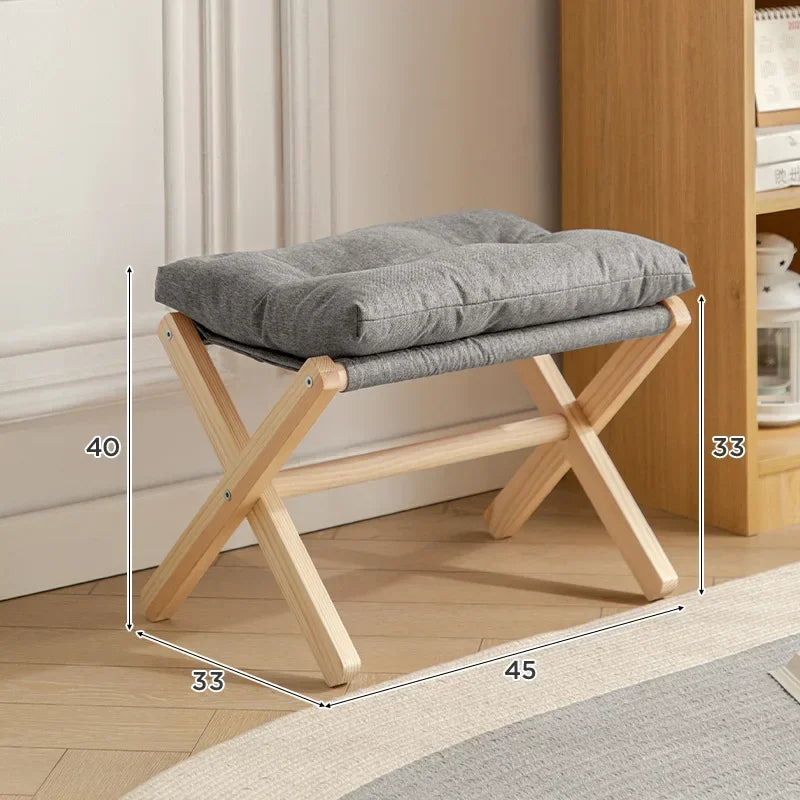 Afralia™ Solid Wood Low Stool for Living Room, Sofa, Balcony, Tatami, Shoe chairs