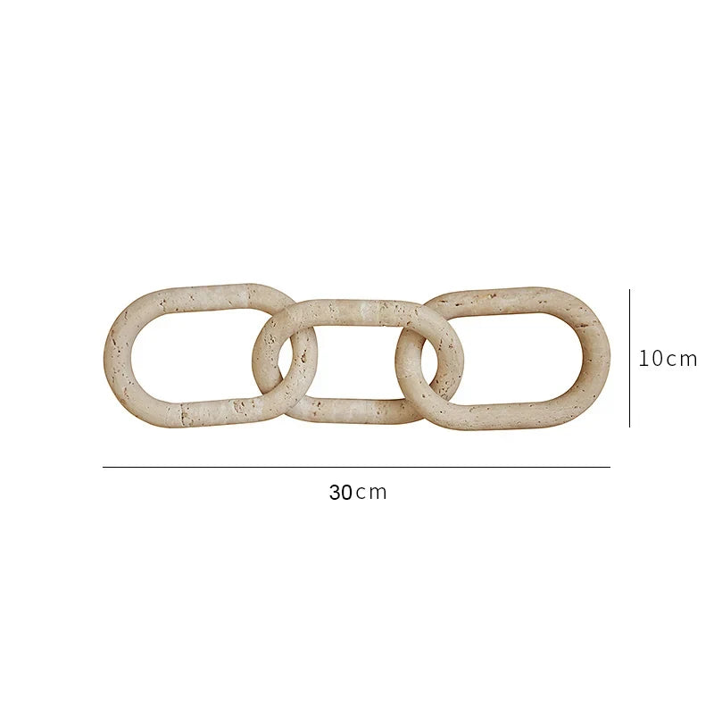 Rustic Travertine Marble Chain Link Decor Objects for Coffee Table and Bookshelf by Afralia™