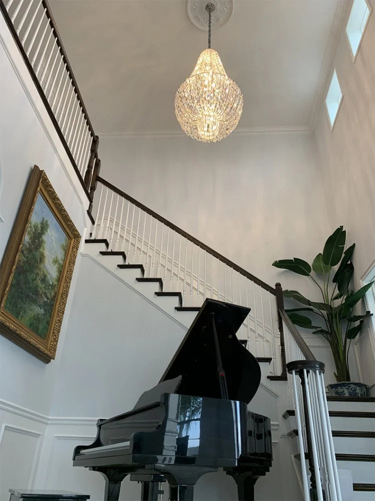 Afralia™ Modern Loft Duplex Villa Living Room Crystal Chandelier Staircase Chandelier Lamps