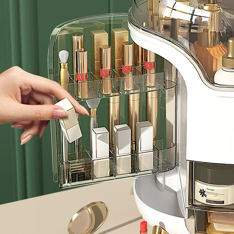 Afralia™ Luxury Makeup Organizer and Jewelry Storage Box - Large Capacity Desktop Cosmetics Holder
