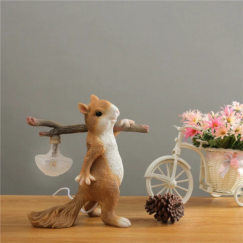 Afralia™ Squirrel Resin Table Lamp: Nordic Designer Princess Room Decor Desk Light