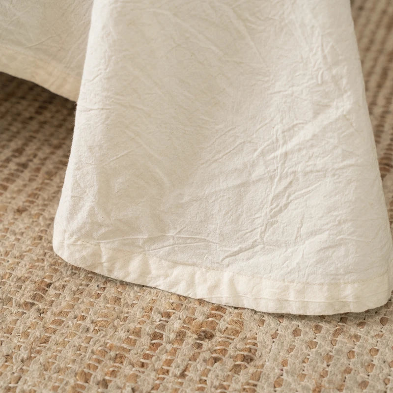 Afralia™ Cotton Linen Bedding Set, French Style Vintage Duvet Cover, Flat & Fitted Sheet