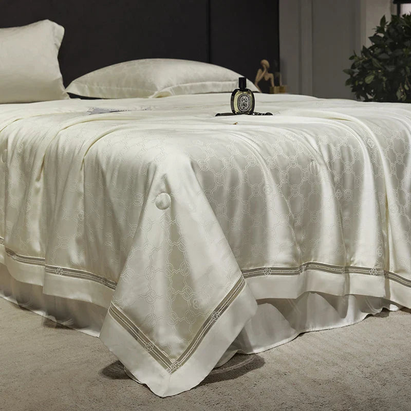 Afralia™ Silky Cool Jacquard Summer Quilt Bedding Set with Soft Lyocell Fiber, Sheet & Pillowcase