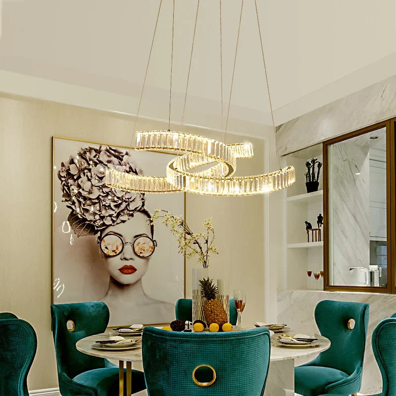 Afralia™ Crystal LED Pendant Lights Remote Control Dimmable Suspension Lamp