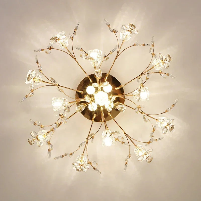 Afralia™ Glass Flower Chandelier Ceiling Lamp - Nordic Crystal Branch Tree Lighting for Living Room and Bedroom
