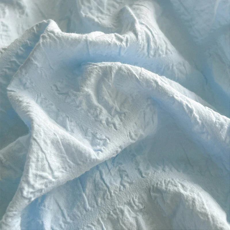 Afralia™ Korean Princess Soft Bedding Set, Wash Cotton Solid Color Duvet Cover Collection