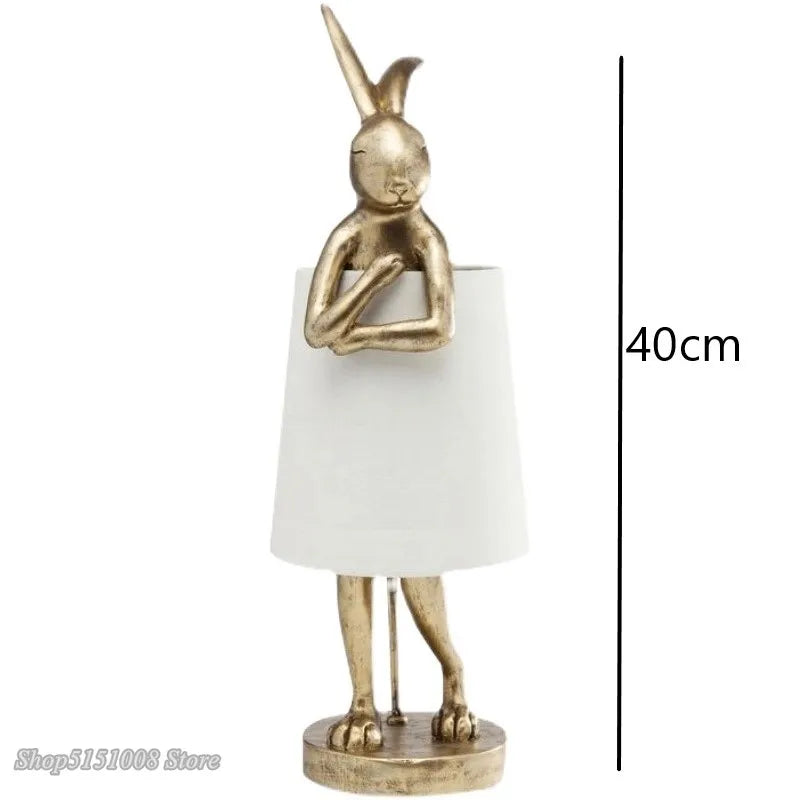 Afralia™ Resin Rabbit Table Lamp: Retro Nordic Bedroom LED Desk Light