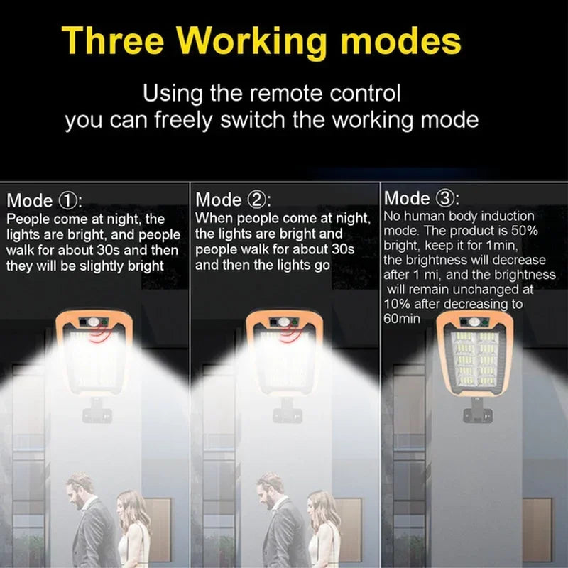 Afralia™ Solar Outdoor Street Light - 3 Mode Remote Control Waterproof Motion Sensor Garden Patio Lighting