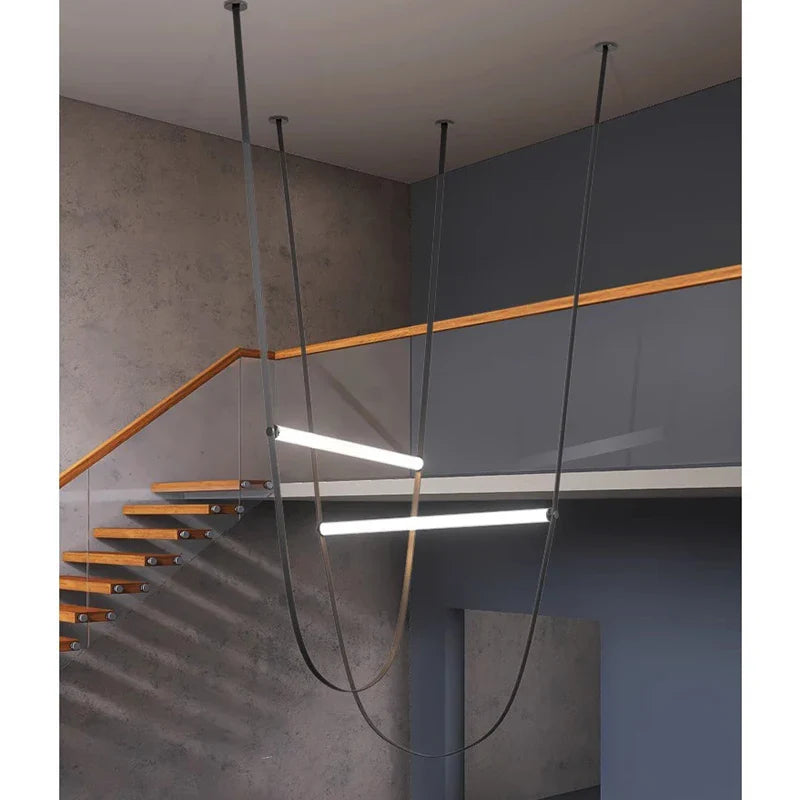 Afralia™ Nordic Restaurant Living Room LED Chandelier: Simple, Elegant Duplex Staircase Hall Design