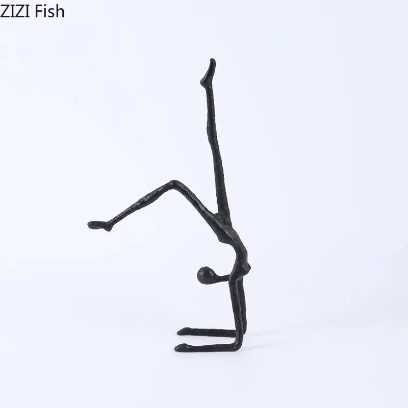 Afralia™ Yoga Gymnast Abstract Metal Sculpture Desk Decor Ornaments