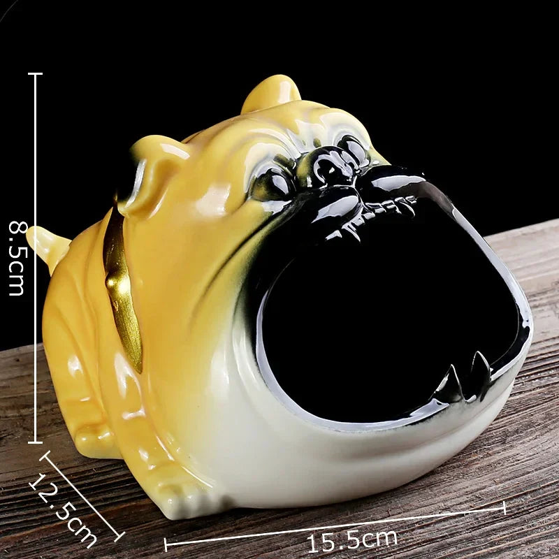Afralia™ Bulldog Sunglasses Ceramic Ashtray - Smoking Accessories, Weed Ash Tray, Home Decor Gift