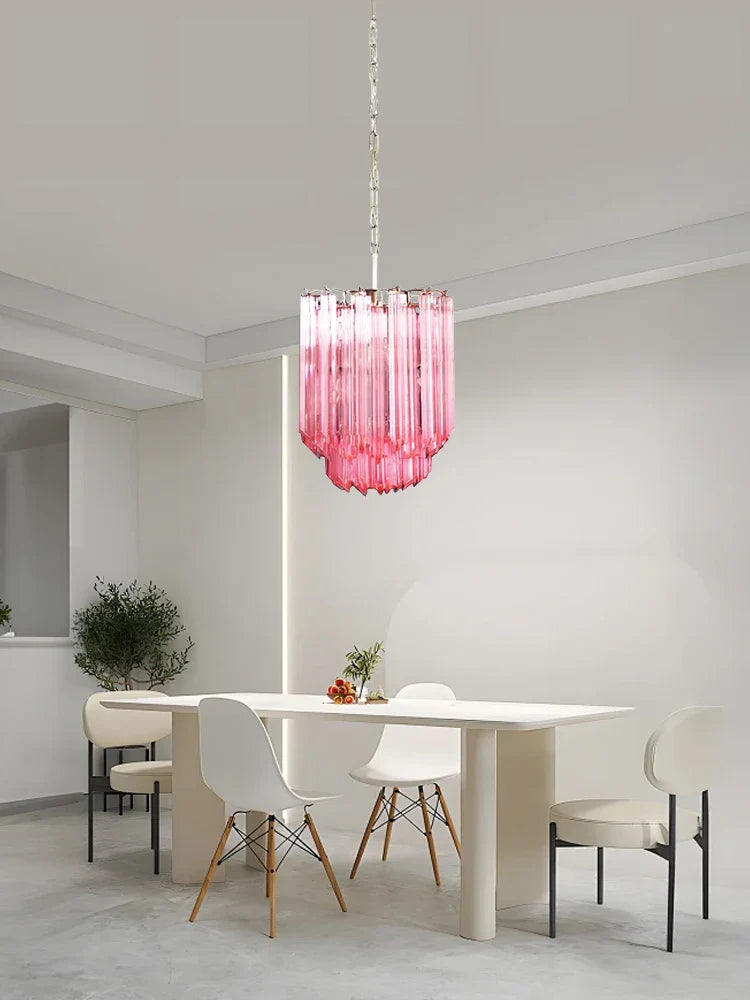Pink Glass Kitchen Pendant Lamp by Afralia™: Elegant LED Lighting for Living Room
