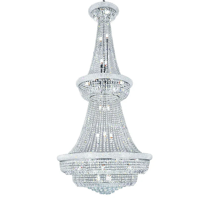Afralia™ Luxury Loft Crystal Chandelier - Elegant Staircase European Style Large Chrome Pendant