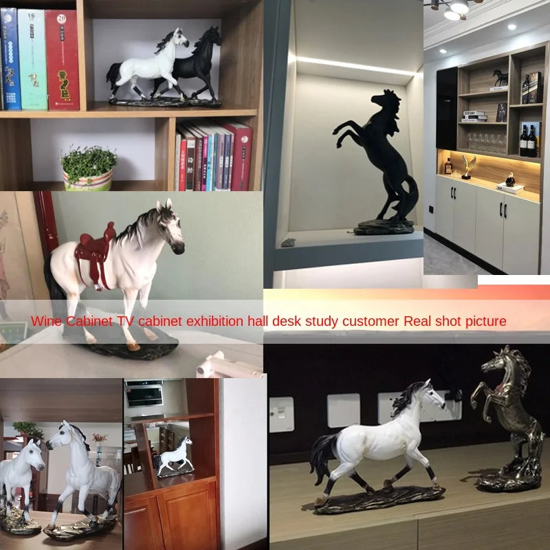 Afralia™ Elegant Horse Resin Statue for Home Office Decor