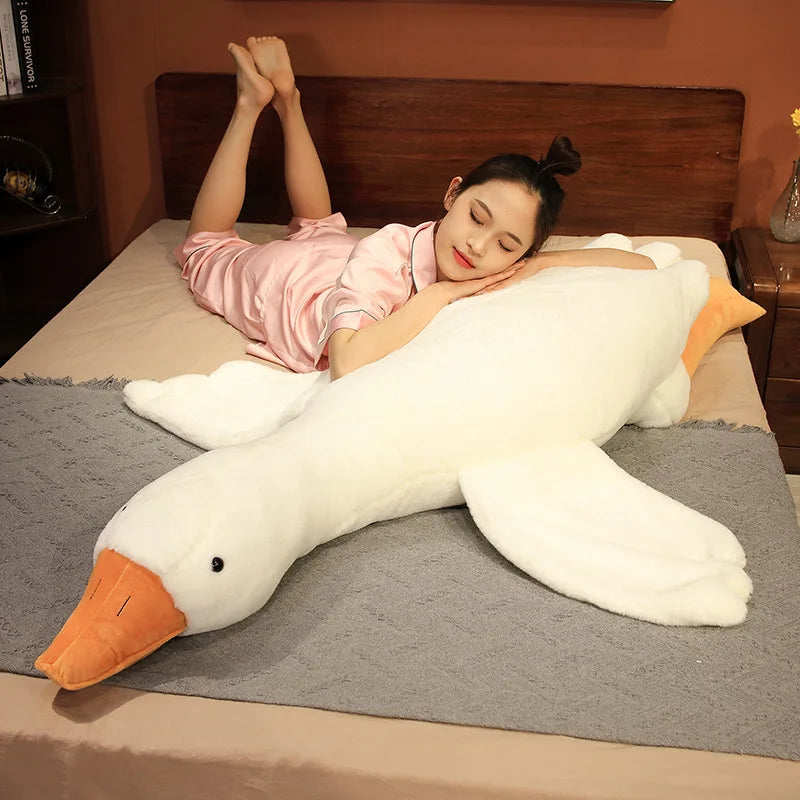 Afralia™ White Goose Body Pillow: Soft & Comfortable Plush Gift for Girlfriend, Schoolmate, or Children