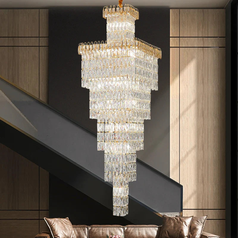 Afralia™ Crystal Luxe Living Room Chandelier - Modern & Elegant Hall Staircase Lighting