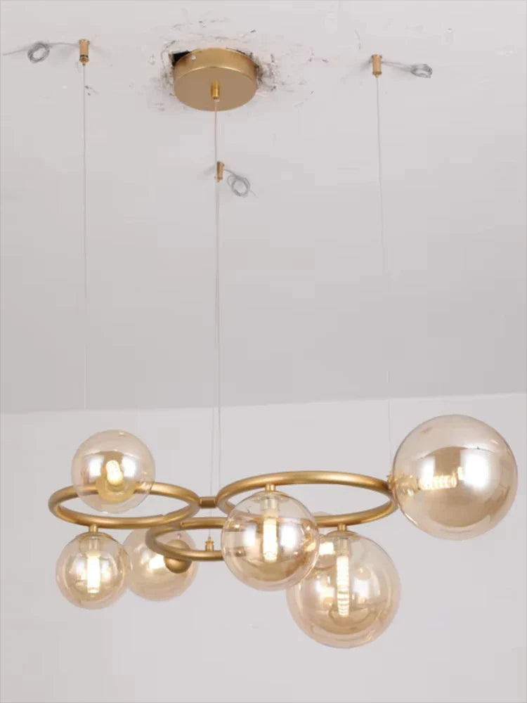 Afralia™ Glass Ball Chandelier: Nordic Ceiling Pendant Lamp for Living Room, Dining Hall, Kitchen & Bedroom