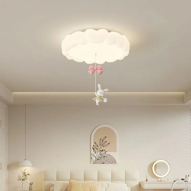 Afralia™ LED Bubble Cloud Rabbit Ceiling Light - Cream Style Warm Lighting for Children's Room