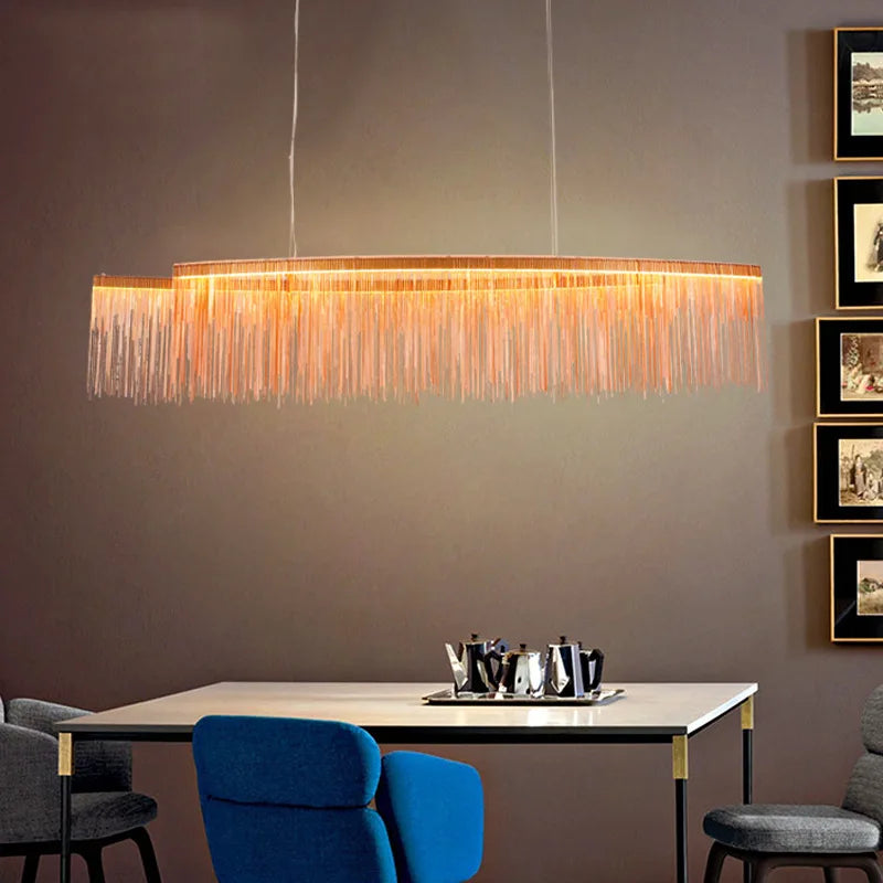 Afralia™ Tassel Chandelier: Nordic LED Aluminum Waterfall Pendant Light for Home and Hotel