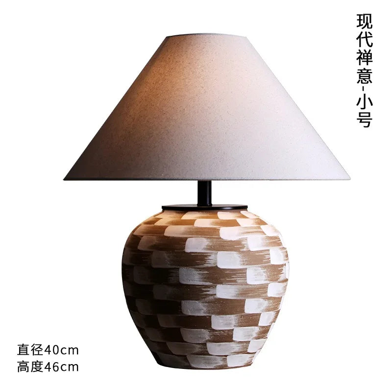Afralia™ Ceramic Table Lamp LED E27 Wabi-sabi Desk Light for Bedroom Living Room