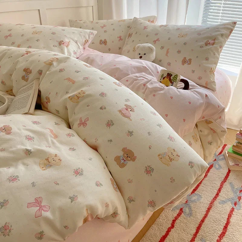 Afralia™ Cartoon Printed Cotton Bedding Set - Soft, Skin-Friendly Duvet Cover