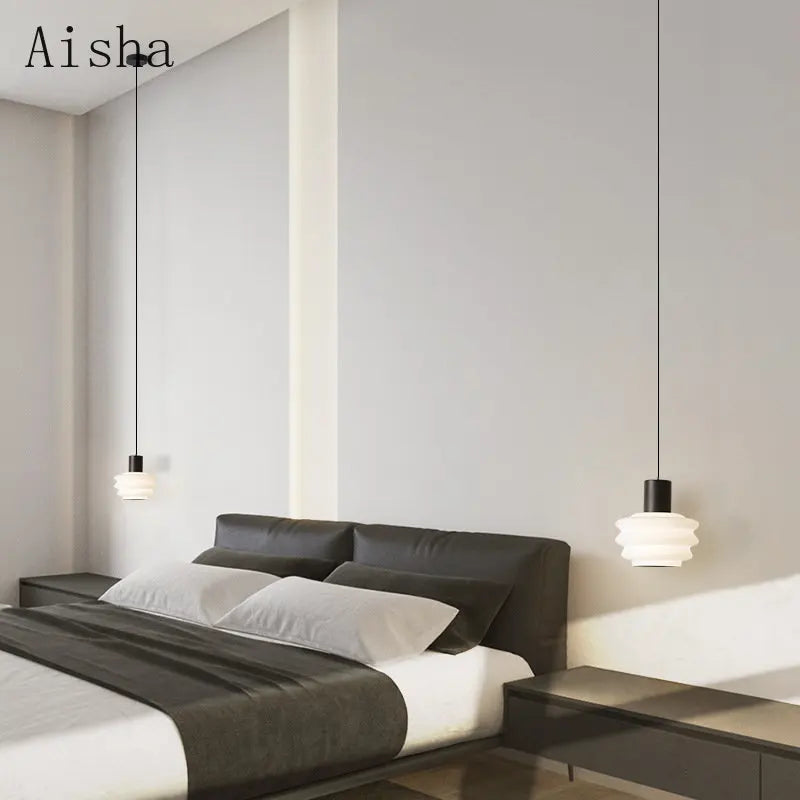 Afralia™ Acrylic LED Hanging Lamp for Minimalist Bedroom Decor