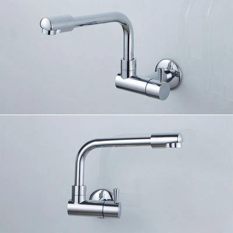 Afralia™ Black Wall-Mounted Kitchen Faucet Single Cold Single Hole Rotation Tap