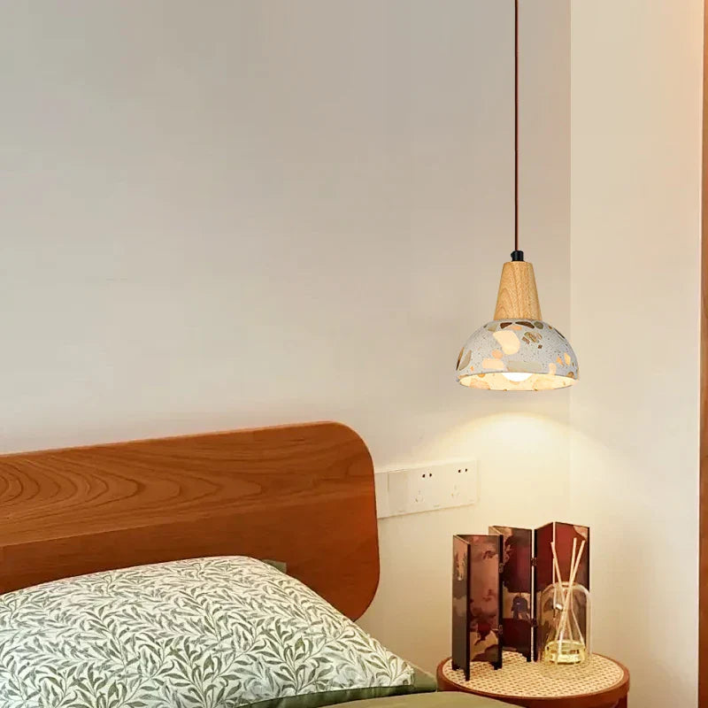 Afralia™ Terrazzo LED Pendant Lamps: Japanese Vintage Hanging Light for Living Room Decor