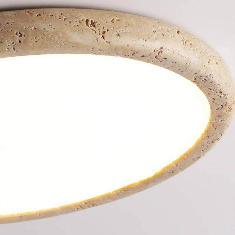 Afralia™ Natural Stone Art LED Ceiling Chandelier - Retro Round Disc Shape Nordic Light Fixtures