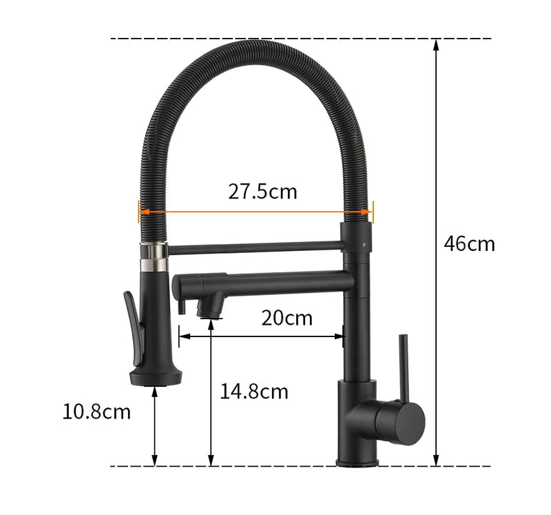 Afralia™ Matte Black Kitchen Faucet with Dual Pull Down Spout, Solid Brass Single Handle Sink Mixer