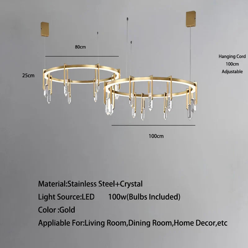 Afralia™ Crystal Pendant Light - Vintage Modern LED Hanging Fixture