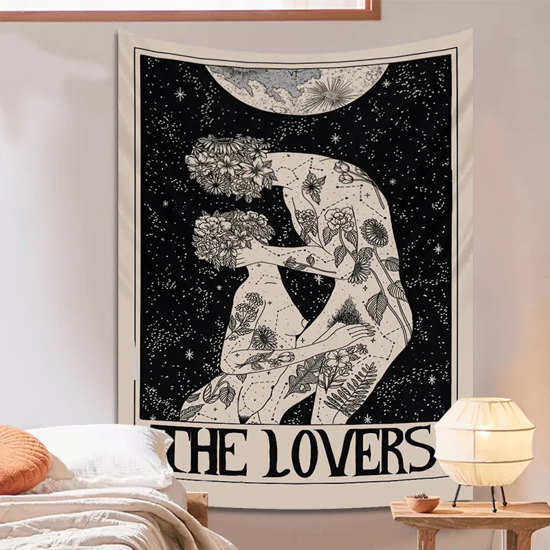 Afralia™ Lovers Tarot Tapestry for Spiritual Wall Decor and Astrology Enthusiasts