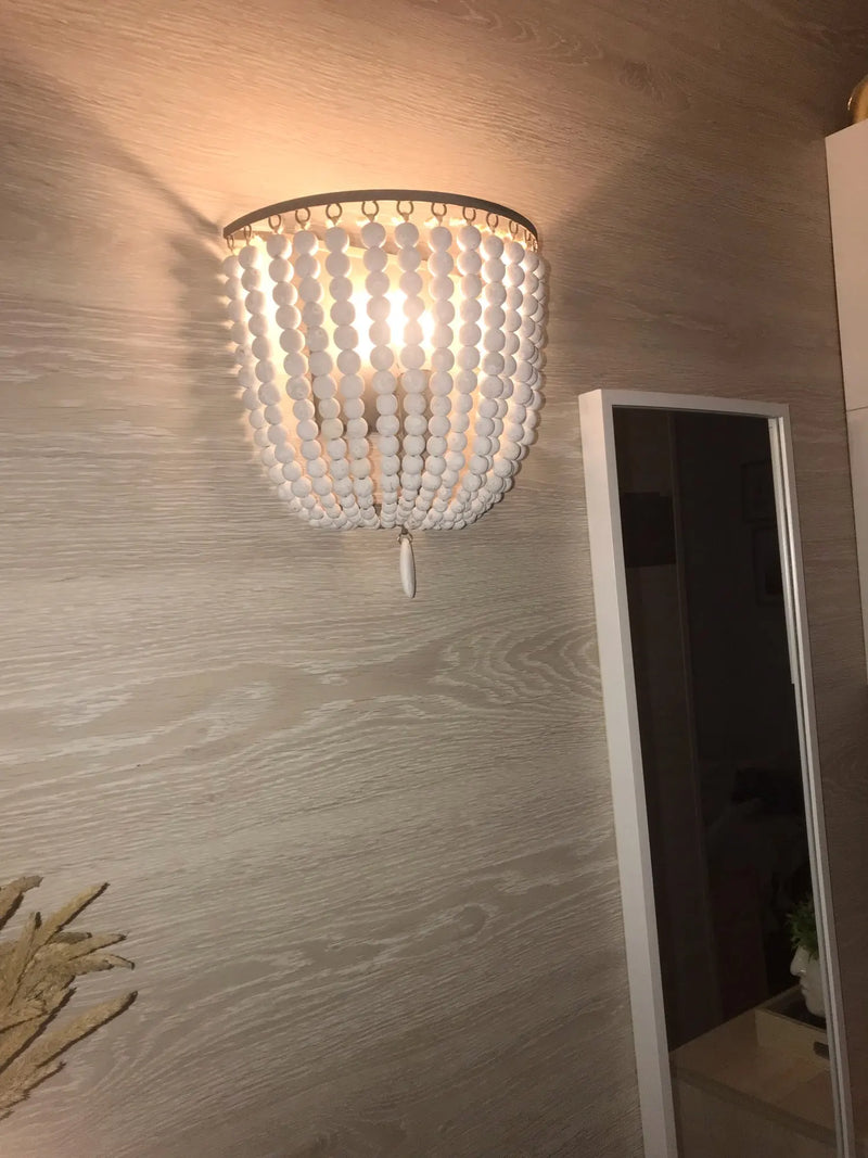 Afralia™ Nordic Wooden Bead Wall Lamp for Hallway, Bedroom, and Dining Area