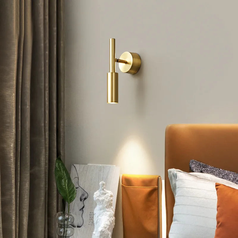 Afralia™ Brass LED Wall Lamp: 3 Color Temp Dimming, Rotatable for Parlor, Bedroom & Reading