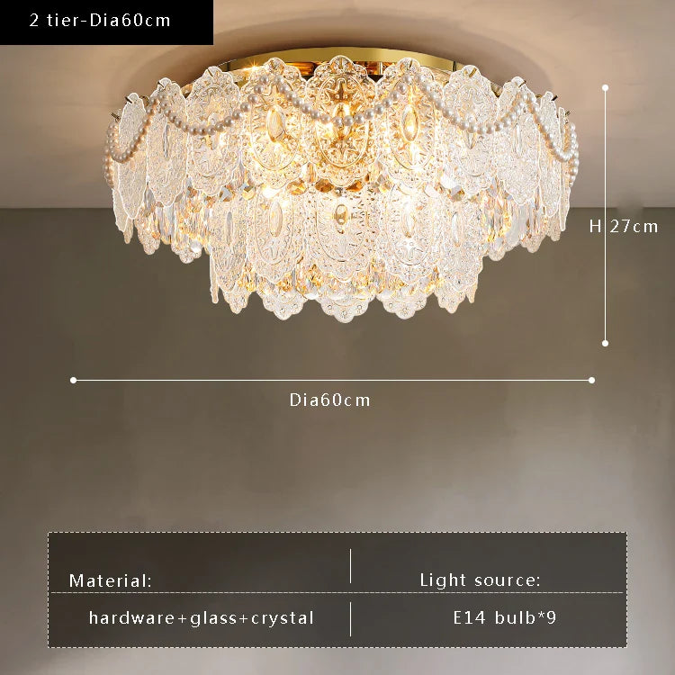 Afralia™ Gold Pearl Pendant Chandelier - Living Room & Bedroom Decor