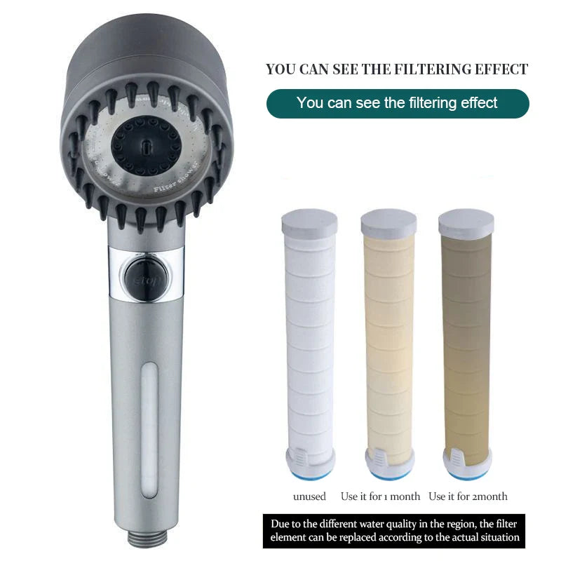 Afralia™ 3-Mode High Pressure Handheld Shower Head with Stop Button - Bathroom Spray Nozzle