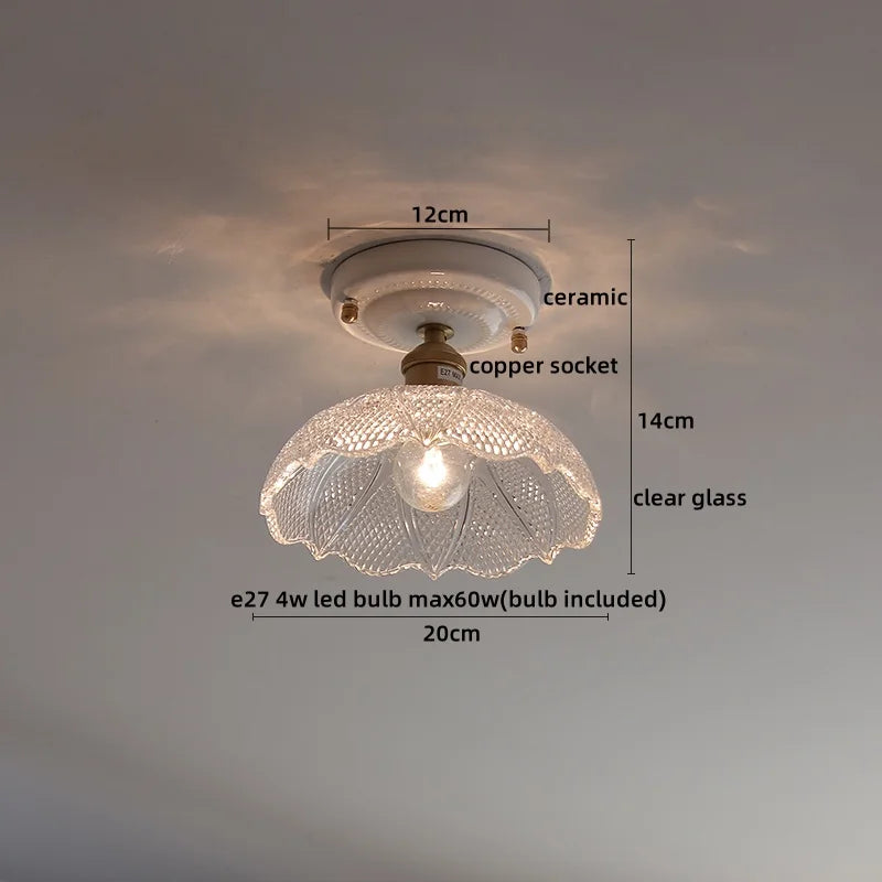 Afralia™ LED Canopy Ceiling Light Glass Copper Luminaria De Teto