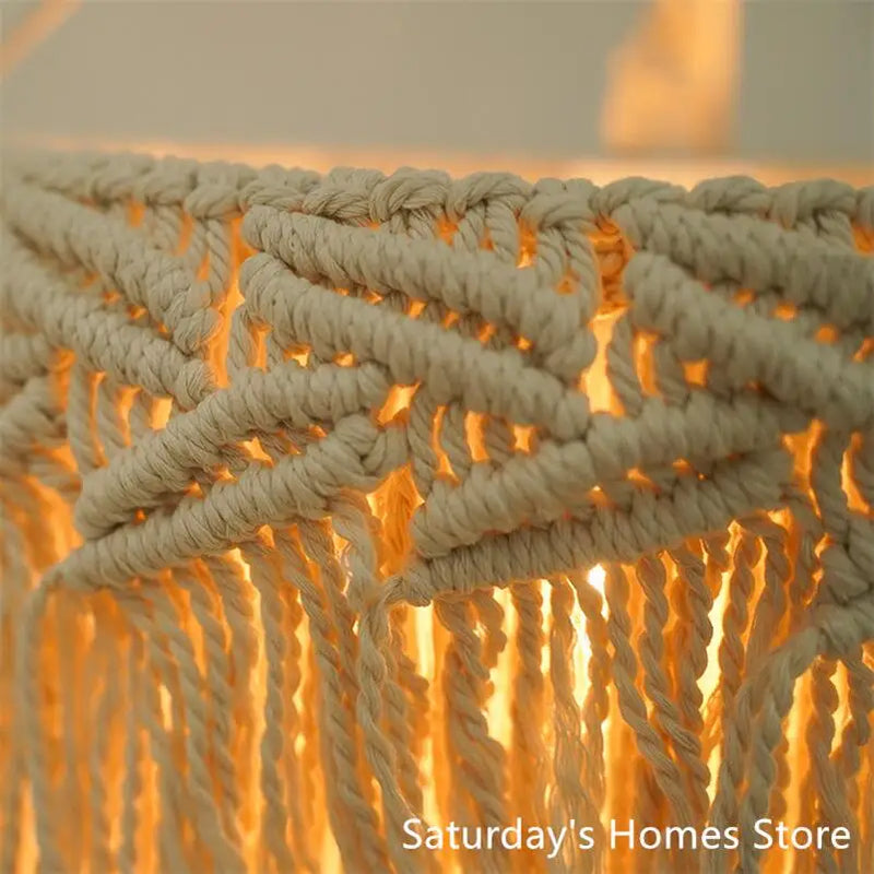 Afralia™ Boho Macrame Ceiling Pendant Light Cover for Home Bedroom Chandeliers