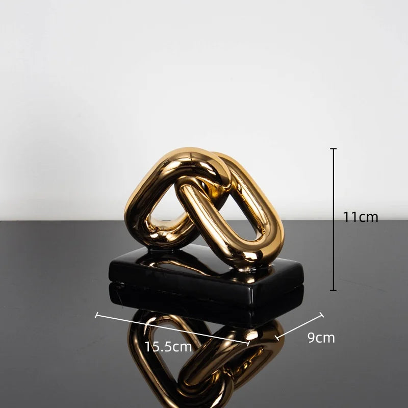 Afralia™ Golden Chain Skeleton Lock Home Decoration Figurine