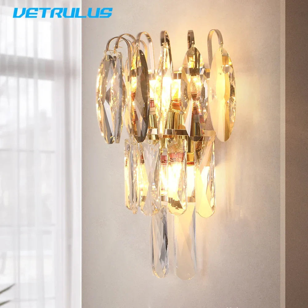 Afralia™ Crystal LED Wall Light Modern Indoor Lighting for Living Room & Aisle