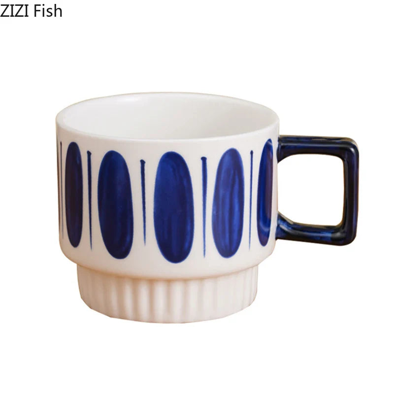 Afralia™ Minimalist Porcelain Stacking Mugs Set for Coffee, Tea, Juice, and More
