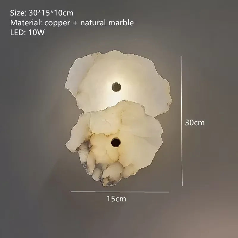 Afralia™ Natural Marble LED Chandelier for Living Room, Bedroom, Dining Room