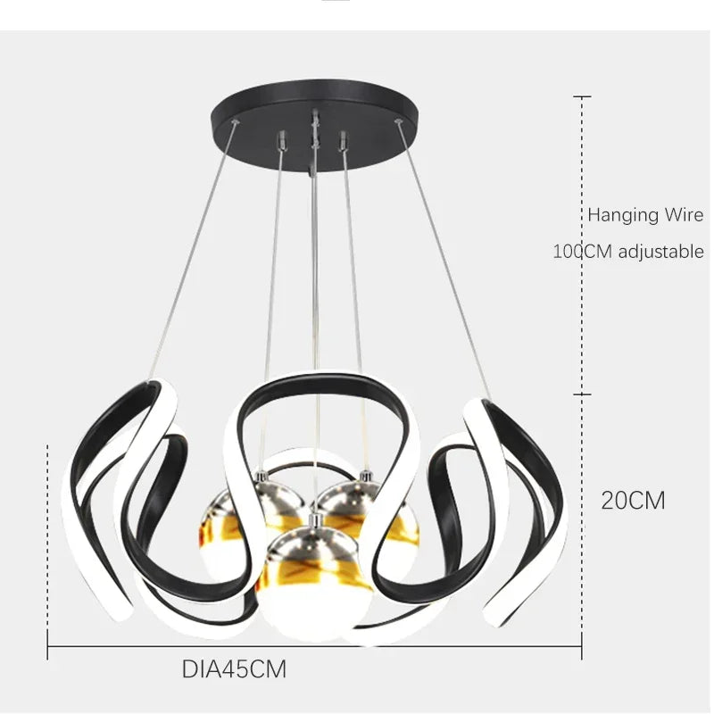 Afralia™ Star Sky LED Pendant Chandelier for Living Room Dining Kitchen Dimmable Lighting