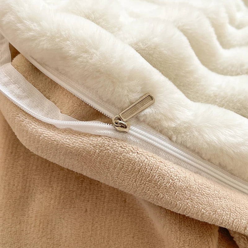 Afralia™ Rabbit Velvet Bedding Set: Single Queen King Size Plush Duvet Cover, Bed Sheet, Pillowcases