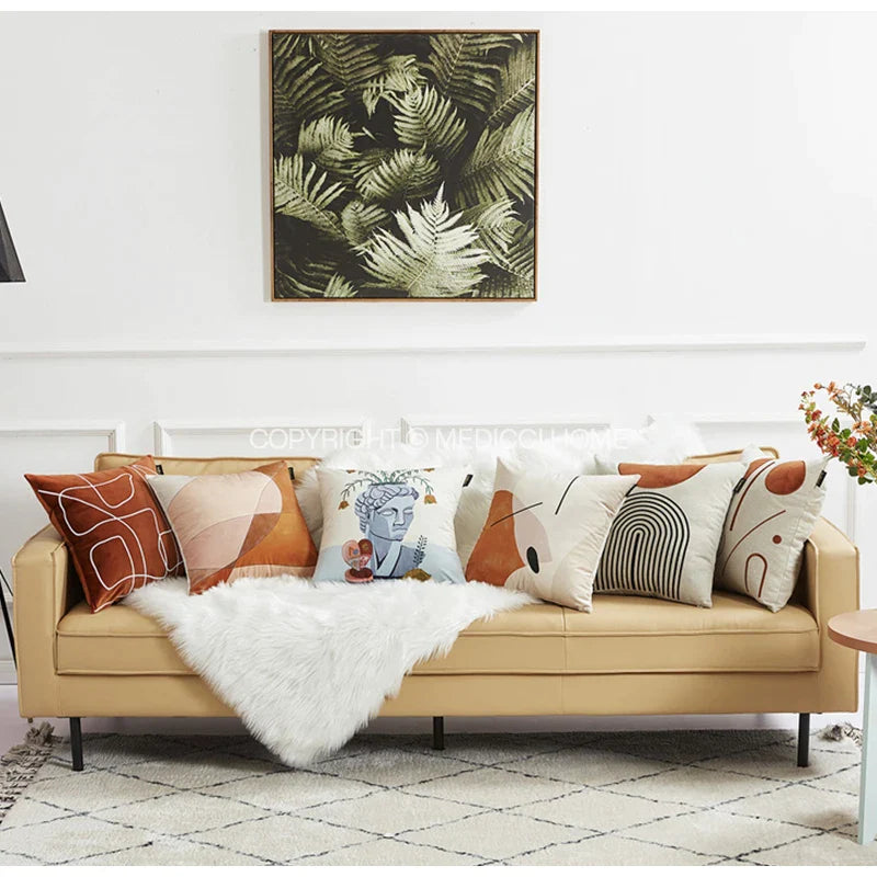 Afralia™ Plaster Statue Floral Vase Pattern Pillow Cover 45x45cm