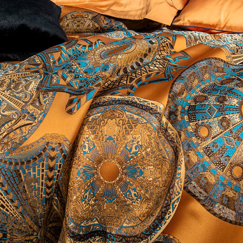 Afralia™ European Villa Brocade Bedding Set, Satin Jacquard, 800TC Egyptian Cotton, Duvet Cover
