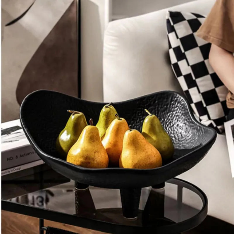 Afralia™ Ceramic Fruit Plate Snack Dish Irregular High Tray Home Decoration