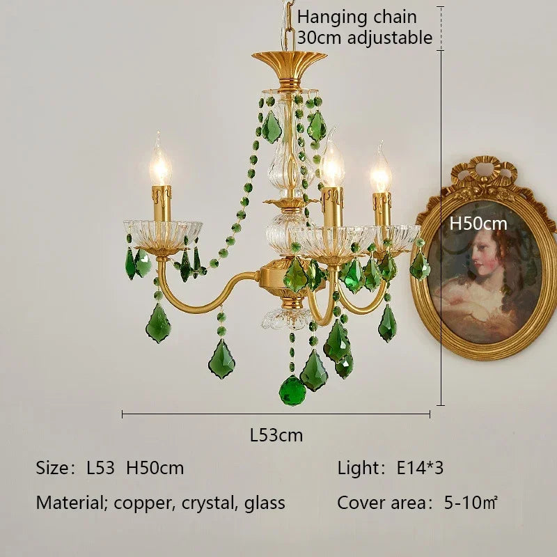 Afralia™ Green Crystal Chandelier for Living Room - Bohemian Style LED Pendant Lighting