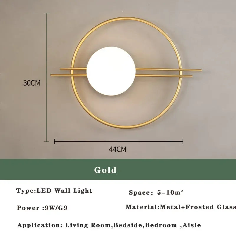 Afralia™ Nordic Golden LED Wall Lamp Indoor Wall Sconce for Bedroom Living Room